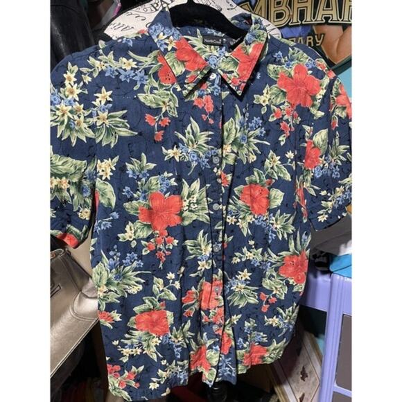 Vintage North Crest Hawaiian Floral Print Button Up Shirt Woman‎ Size XL - Picture 2 of 3